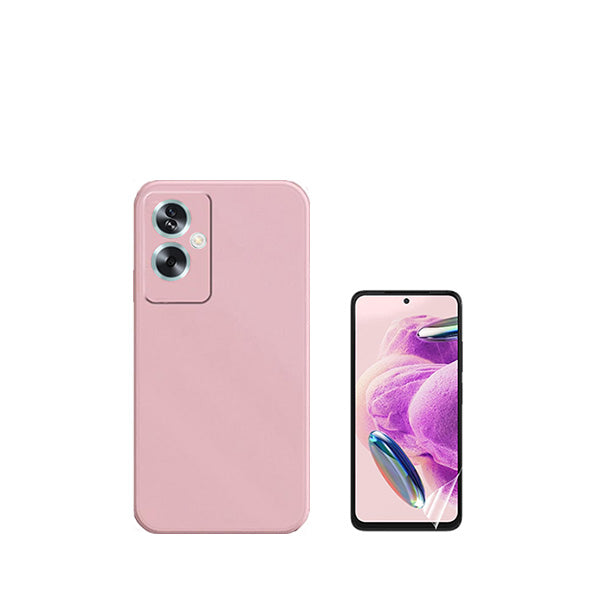 Kit Película Protectora de Hydrogel Frente + Capa Proteção Traseira Silicone GIFT4ME para Oppo A79 5G - Rosa