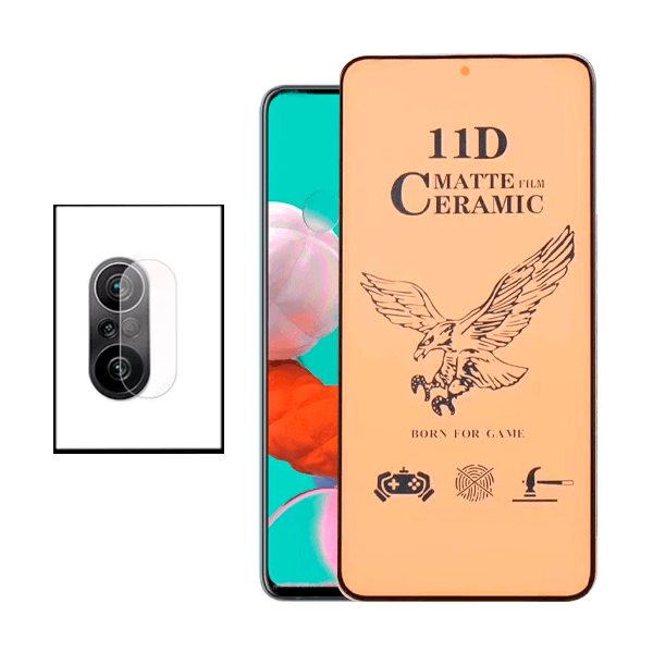 KIT Vidro Temperado Ceramica Full Cover + Película Protectora para Câmara Traseira Xiaomi Poco F3