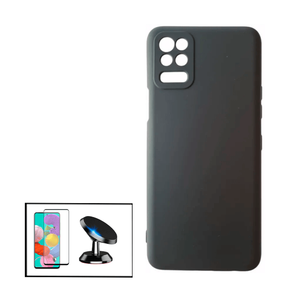 Kit Película de Vidro Temperado GorilasGlass + Capa Proteção Traseira Silicone + Suporte Magnético para LG Q52