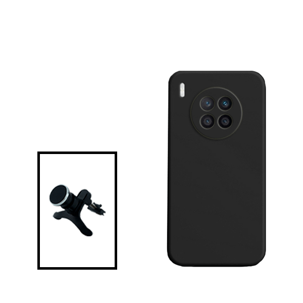 Kit Suporte Magnético Com Pernas + Capa Proteção Traseira Silicone para Honor 50 Lite - Preto