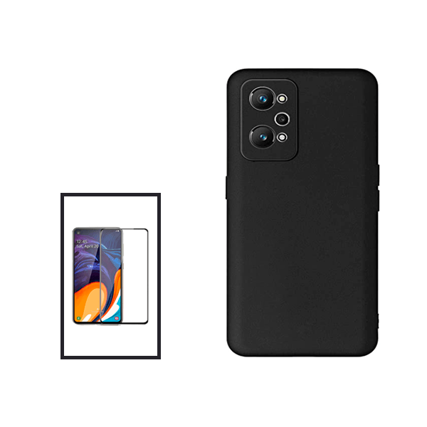 Kit Película de Vidro Temperado GorilasGlass + Capa Proteção Traseira Silicone para Realme GT Neo2 - Preto