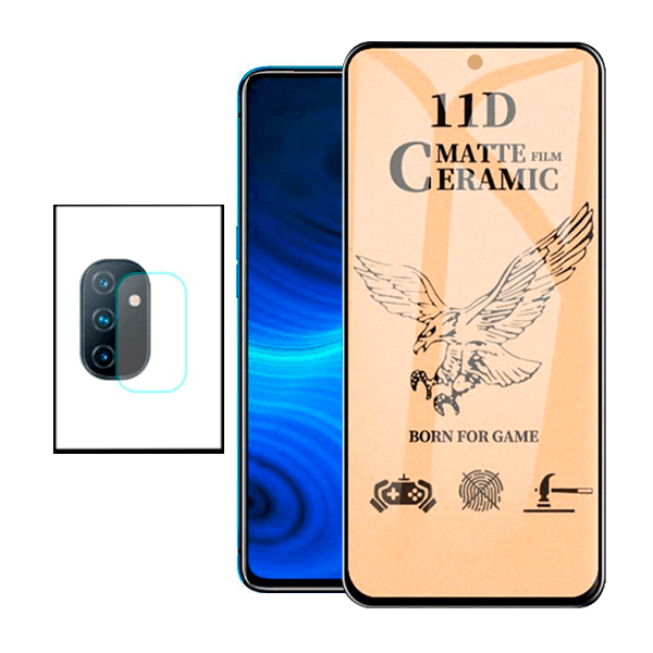 KIT Vidro Temperado Ceramica Full Cover + Película Protectora para Câmara Traseira Samsung Galaxy M52 5G