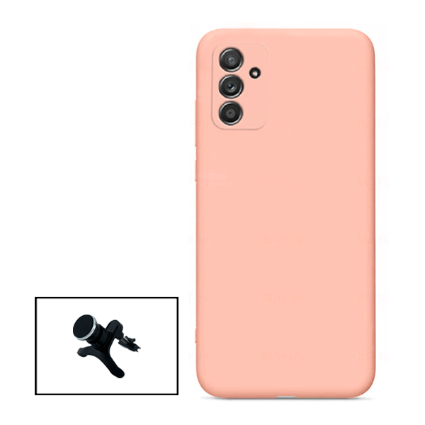 Kit Suporte Magnético Com Pernas + Capa Proteção Traseira Silicone para Samsung Galaxy M52 5G - Rosa
