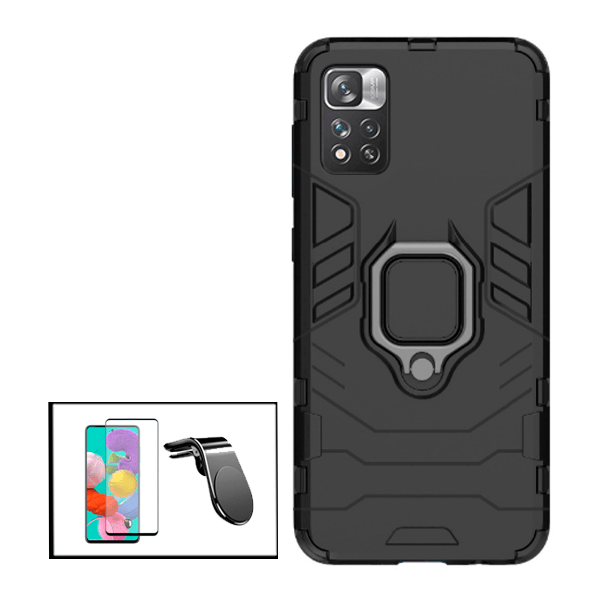 Kit Película de Vidro Temperado GorilasGlass + Capa de Proteção Militar Magnética + Suporte de Carro Magnético L para Xiaomi Redmi Note 11 Pro+