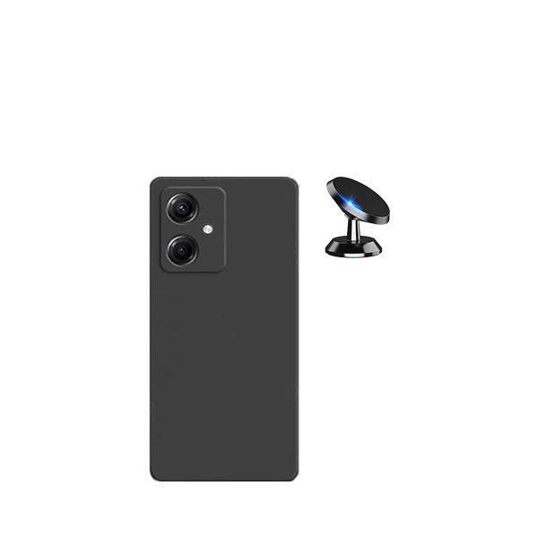 Kit Suporte Magnético + Capa Proteção Traseira Silicone GIFT4ME para Xiaomi Redmi 13C 5G - Preto