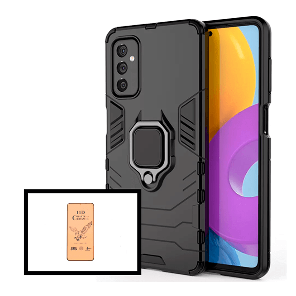 Kit Vidro Temperado Ceramica Full Cover + Capa de Proteção Militar Magnética para Samsung Galaxy M52 5G