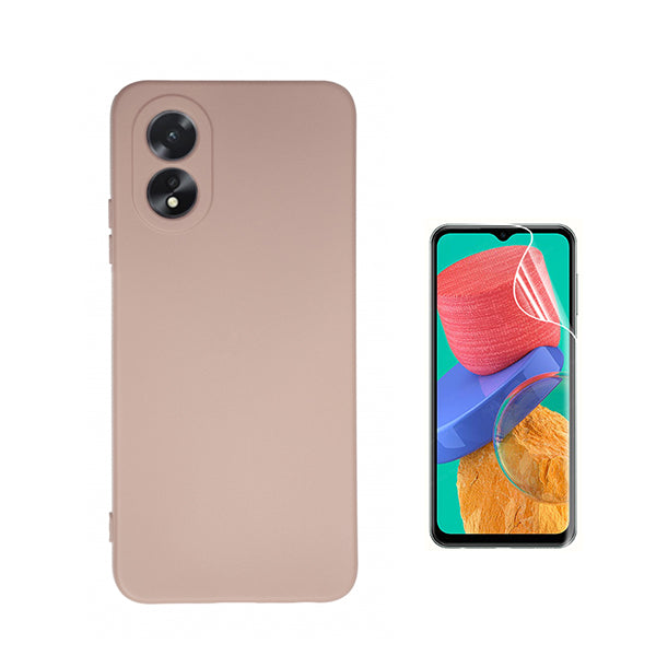 Kit Película Protectora de Hydrogel Frente + Capa Proteção Traseira Silicone Phonecare para Oppo A38 4G - Rosa