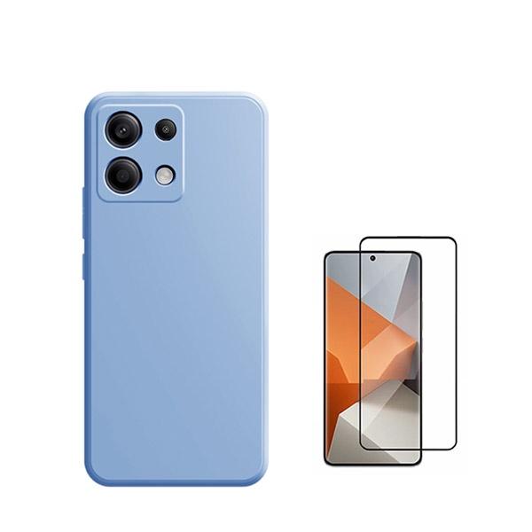Kit Película de Vidro Temperado GorilasGlass + Capa Proteção Traseira Silicone GIFT4ME para Xiaomi Redmi Note 13 Pro - Azul Claro