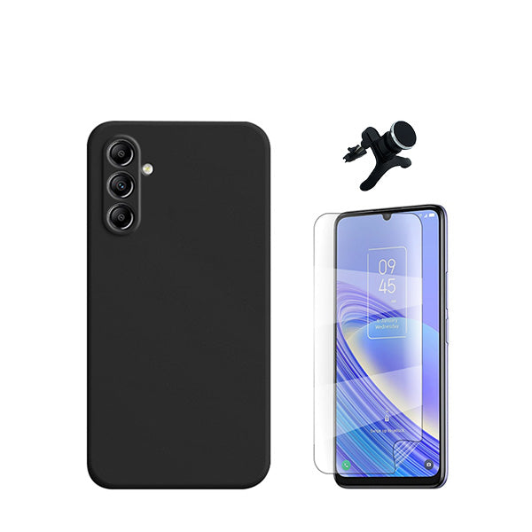 Kit Película Protectora de Hydrogel Frente + Capa Proteção Traseira Silicone + Suporte Magnético Com Pernas Phonecare para Samsung Galaxy A15 - Preto