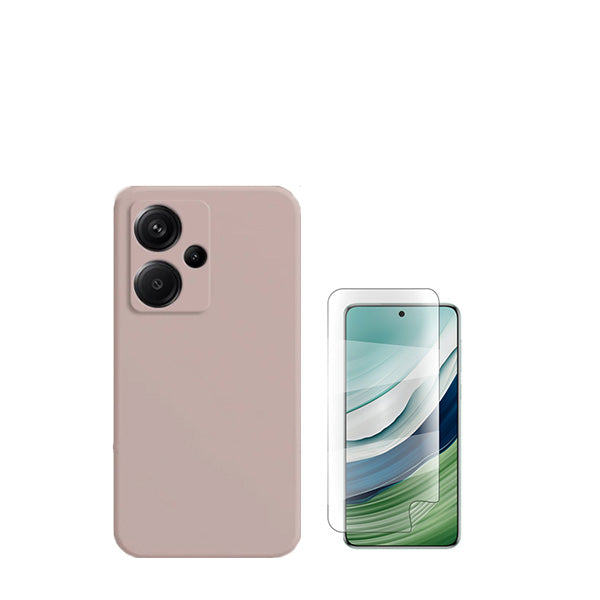 Kit Película Protectora de Hydrogel Frente + Capa Proteção Traseira Silicone GIFT4ME para Xiaomi Redmi Note 13 Pro+ Plus - Rosa