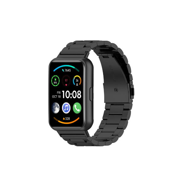 Bracelete de Aço + Ferramenta para Huawei Watch Fit 2 Elegant - Preto