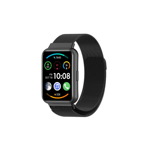Bracelete Milanese Com Fecho Magnético para Huawei Watch Fit 2 Classic - Preto