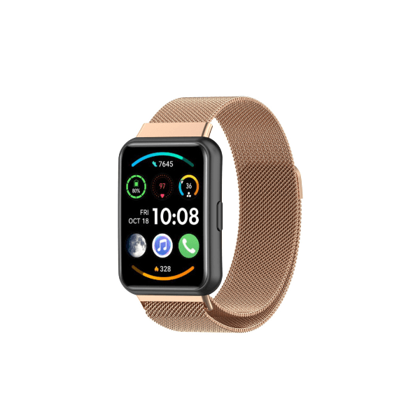 Bracelete Milanese Com Fecho Magnético para Huawei Watch Fit 2 Classic - Rosa ouro