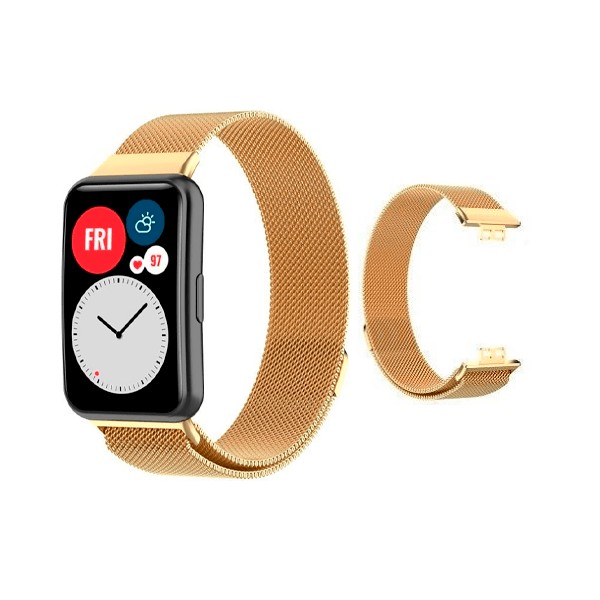 Bracelete Milanese Com Fecho Magnético para Huawei Watch Fit Elegant - Ouro