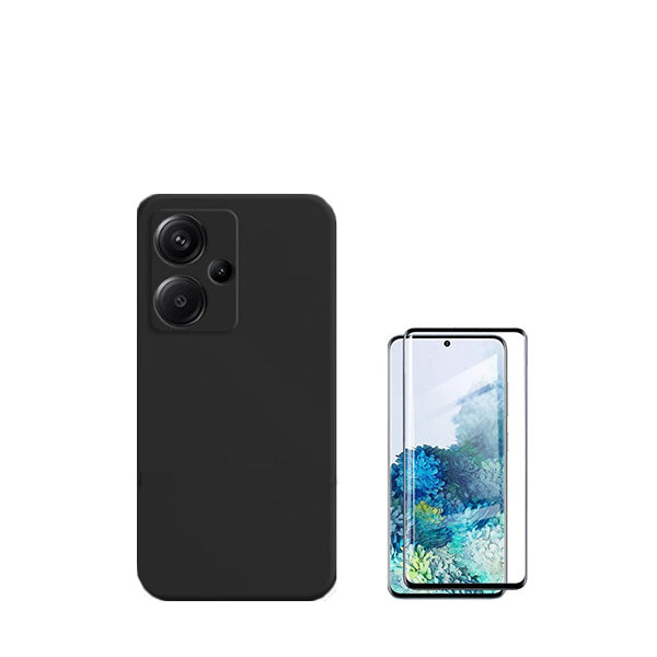 Kit Película de Vidro Temperado GorilasGlass + Capa Proteção Traseira Silicone GIFT4ME para Xiaomi Redmi Note 13 Pro+ Plus - Preto