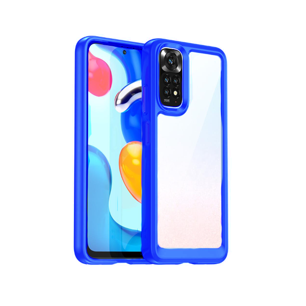 Capa de Tripla Proteção Revestida a Aluminio para Xiaomi Redmi Note 11 - Transparente/ Azul Escuro
