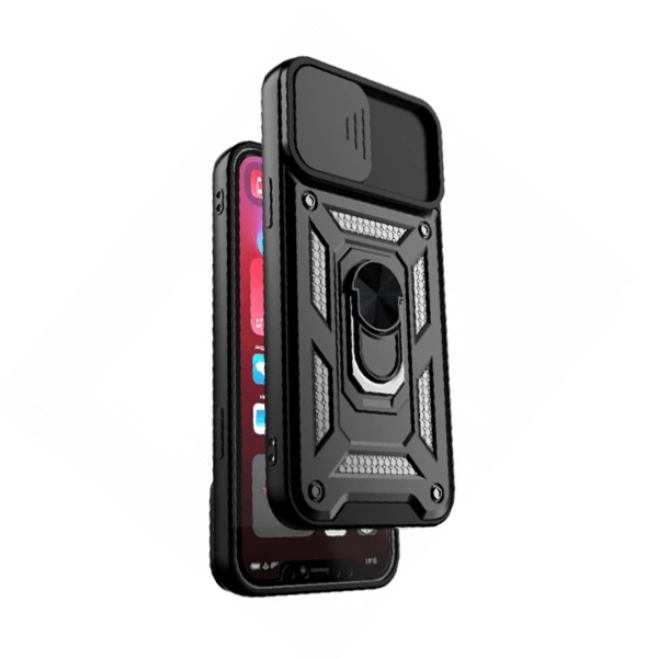 Capa de Proteção Militar Magnética Janela Deslizante para Xiaomi Redmi Note 10 Pro - Preto