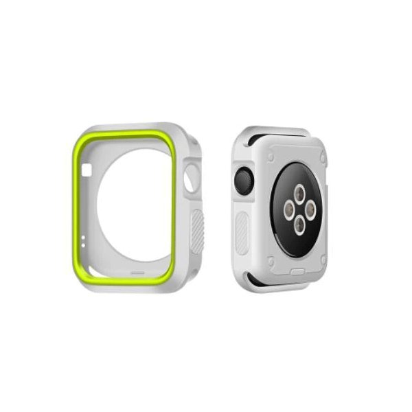 Capa de Proteção Reforçada para Apple Watch SE (2022) 40mm - Cinza / Verde Fluorescente