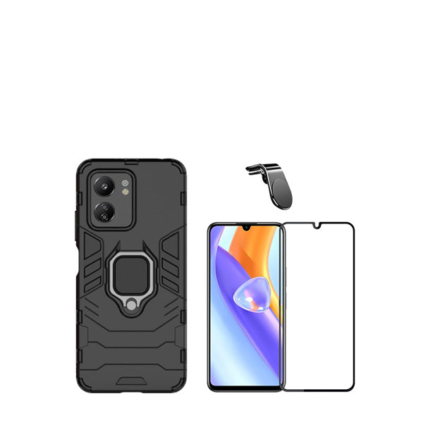 Kit Película de Vidro Temperado GorilasGlass + Capa de Proteção Militar Magnética + Suporte de Carro Magnético L GIFT4ME para Xiaomi Redmi 13C - Preto