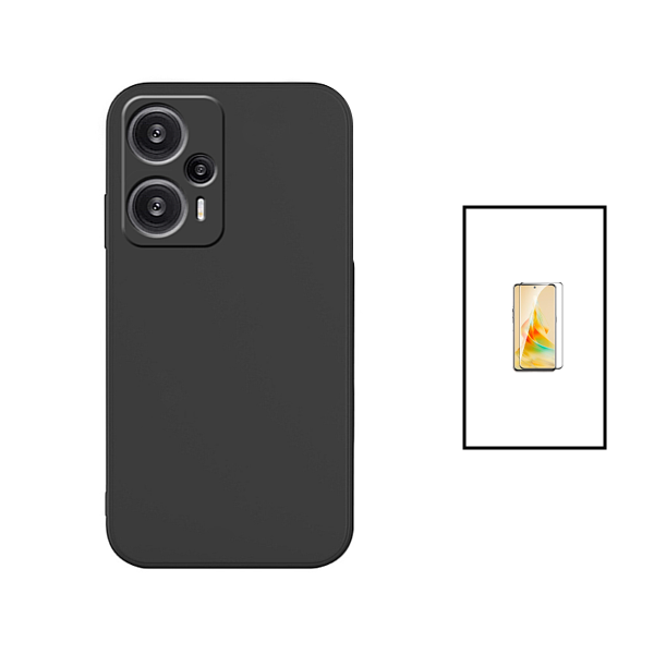 Kit Película de Vidro Temperado GorilasGlass + Capa Proteção Traseira Silicone para Xiaomi Poco F5 - Preto