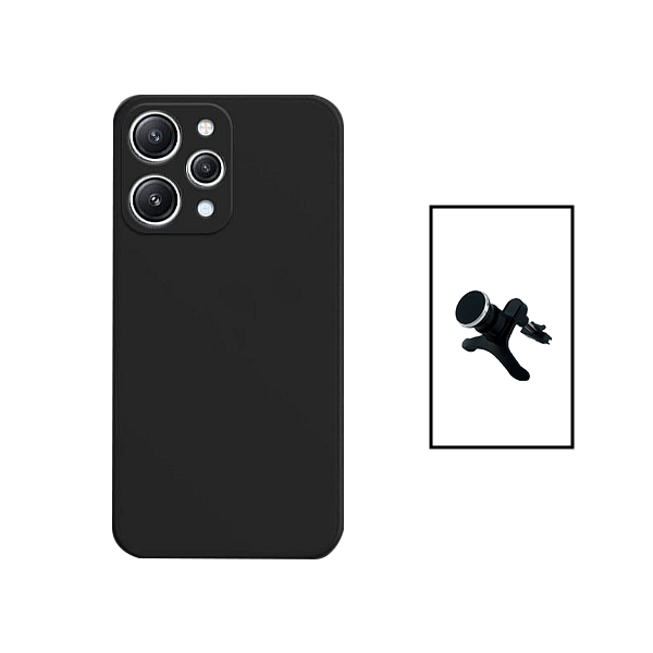 Kit Suporte Magnético Com Pernas + Capa Proteção Traseira Silicone para Xiaomi Redmi Note 12R - Preto