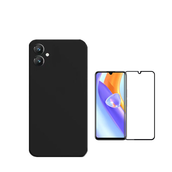 Kit Película de Vidro Temperado GorilasGlass + Capa Proteção Traseira Silicone Phonecare para Samsung Galaxy A05 - Preto