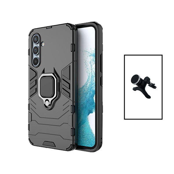 Kit Suporte Magnético Com Pernas + Capa de Proteção Militar Magnética para Samsung Galaxy A14 - Preto