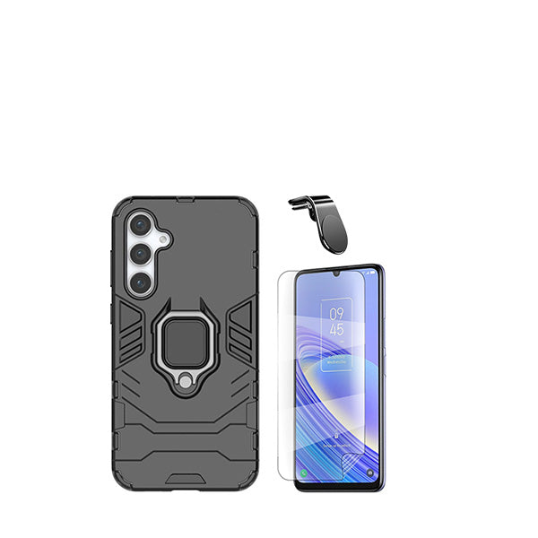 Kit Película Protectora de Hydrogel Frente + Capa de Proteção Militar Magnética + Suporte Magnético L GIFT4ME para Samsung Galaxy A25 5G - Preto