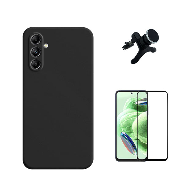 Kit Película de Vidro Temperado GorilasGlass + Capa Proteção Traseira Silicone + Suporte Magnético Com Pernas GIFT4ME para Samsung Galaxy S23 FE - Preto
