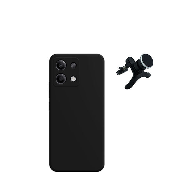 Kit Suporte Magnético Com Pernas + Capa Proteção Traseira Silicone GIFT4ME para Xiaomi Redmi Note 13 4G - Preto