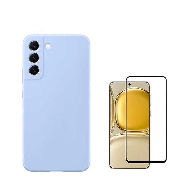 Kit Película de Vidro Temperado GorilasGlass + Capa Proteção Traseira Silicone Phonecare para Oppo Galaxy S24 5G - Azul Claro