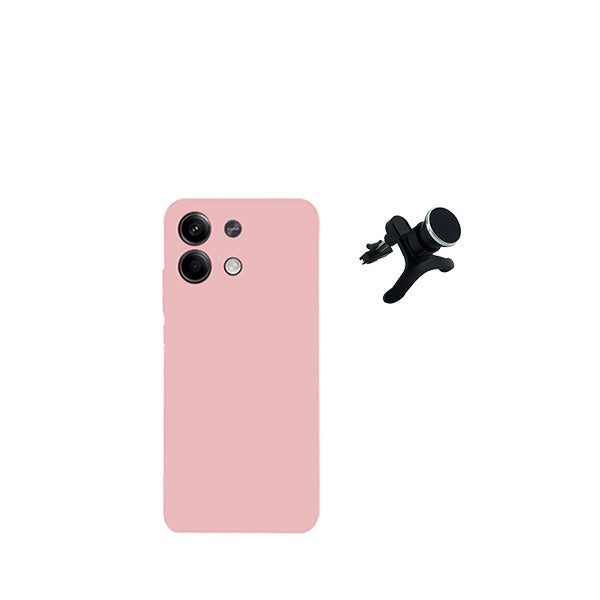 Kit Suporte Magnético Com Pernas + Capa Proteção Traseira Silicone GIFT4ME para Xiaomi Redmi Note 13 Pro - Rosa