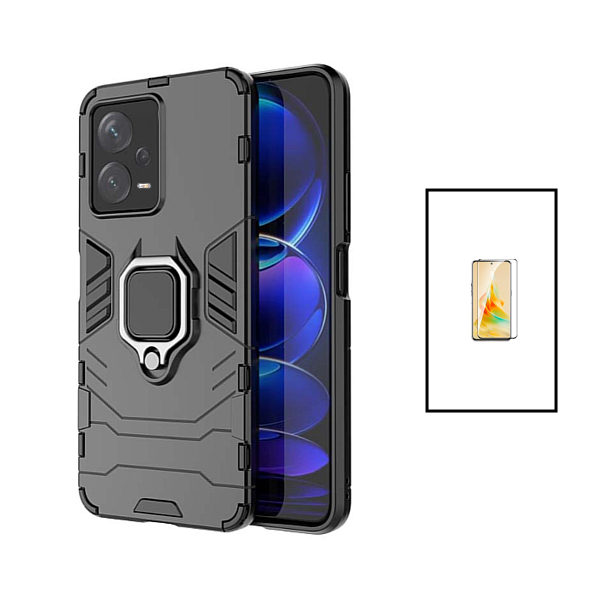 Kit Película de Vidro Temperado GorilasGlass + Capa de Proteção Militar Magnética para Xiaomi Redmi Note 12 Pro Plus - Preto