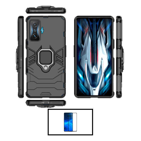Kit Película de Vidro Temperado GorilasGlass + Capa de Proteção Militar Magnética para Xiaomi Redmi K50 Gaming - Preto