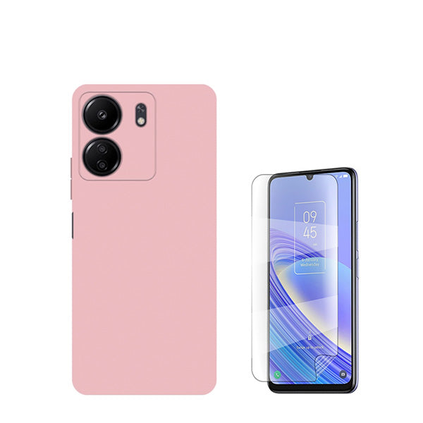 Kit Película Protectora de Hydrogel Frente + Capa Proteção Traseira Silicone GIFT4ME para Xiaomi Redmi 13C - Rosa