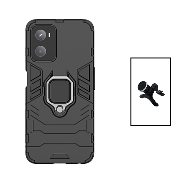 Kit Suporte Magnético Com Pernas + Capa de Proteção Militar Magnética para Oppo A76 - Preto