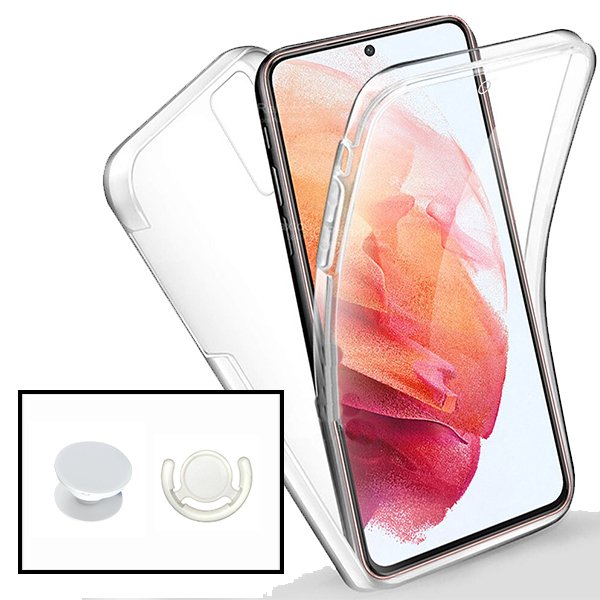 Kit Capa 360° Proteção Frente e Verso + 1 HandHolder + 1 Suporte HandHolder Branco GIFT4ME para Xiaomi Poco F5 Pro - Transparente/Branco