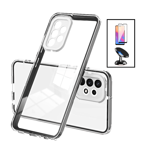 Kit Capa 360 Airbag Anti-Quedas Proteção de Camara + Suporte Magnético + GorilaGlass para Samsung Galaxy A13 - Transparente
