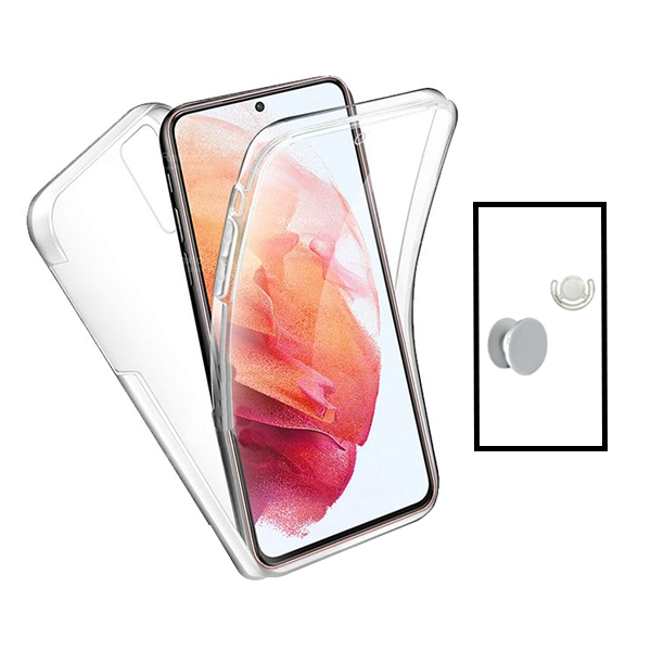 Kit Capa 360° Proteção Frente e Verso + 1 HandHolder + 1 Suporte HandHolder Branco para Xiaomi Mi 11i - Transparente/Branco
