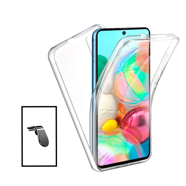 Kit Capa 360° Proteção Frente e Verso + Suporte Magnético L para Oppo A36 - Transparente/Branco
