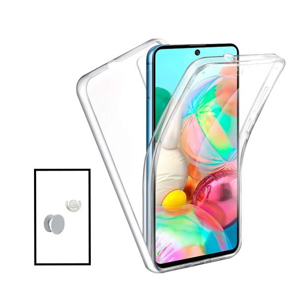 Kit Capa 360° Proteção Frente e Verso + 1 HandHolder + 1 Suporte HandHolder Branco para Oppo A36 - Transparente/Branco