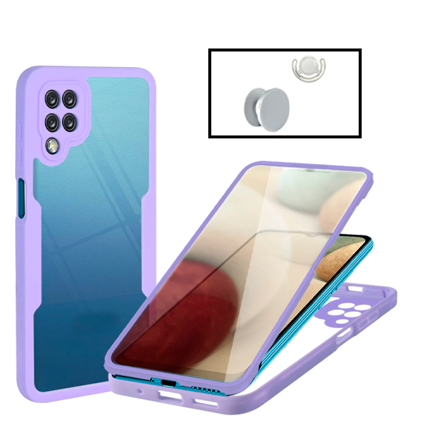 Kit Capa 360° Proteção Frente e Verso + 1 HandHolder + 1 Suporte HandHolder Branco para Samsung Galaxy A13 5G - Lilás