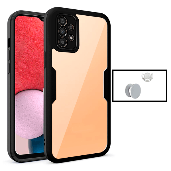 Kit Capa 360° Proteção Frente e Verso + 1 HandHolder + 1 Suporte HandHolder Branco para Samsung Galaxy A23 5G - Preto