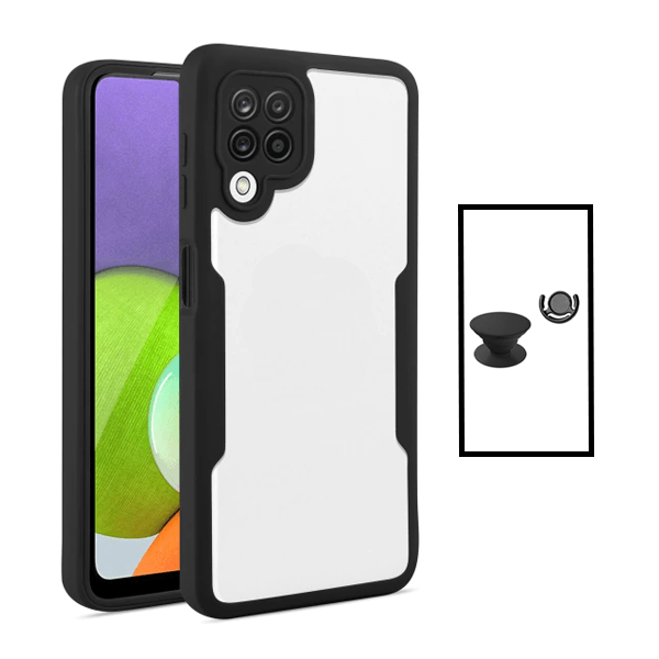 Kit Capa 360° Proteção Frente e Verso + 1 HandHolder + 1 Suporte HandHolder Preto para Samsung Galaxy M33 5G - Preto