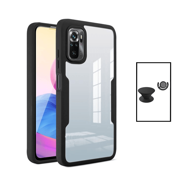 Kit Capa 360° Proteção Frente e Verso + 1 HandHolder + 1 Suporte HandHolder Preto para Xiaomi Poco M5S - Preto