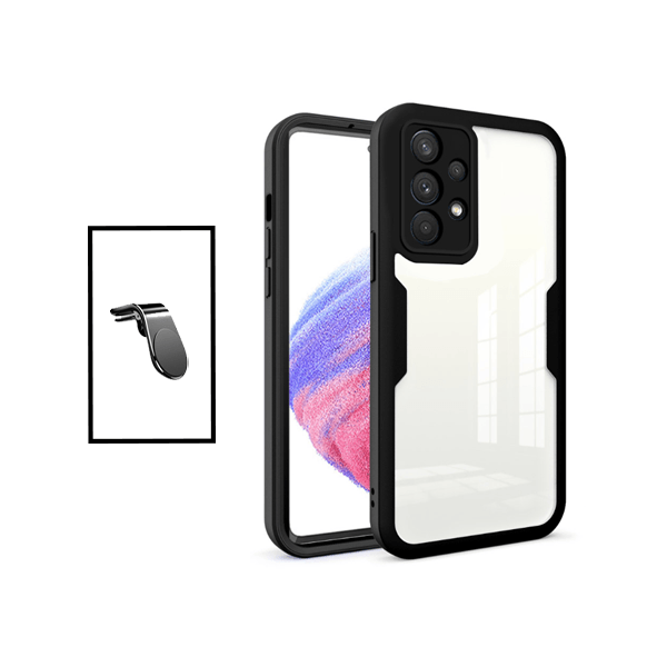 Kit Capa 360° Proteção Frente e Verso + Suporte Magnético L para Samsung Galaxy A32 4G - Preto