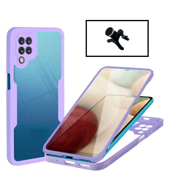 Kit Capa 360° Proteção Frente e Verso + Suporte Magnético Com Pernas para Samsung Galaxy A13 5G - Lilás