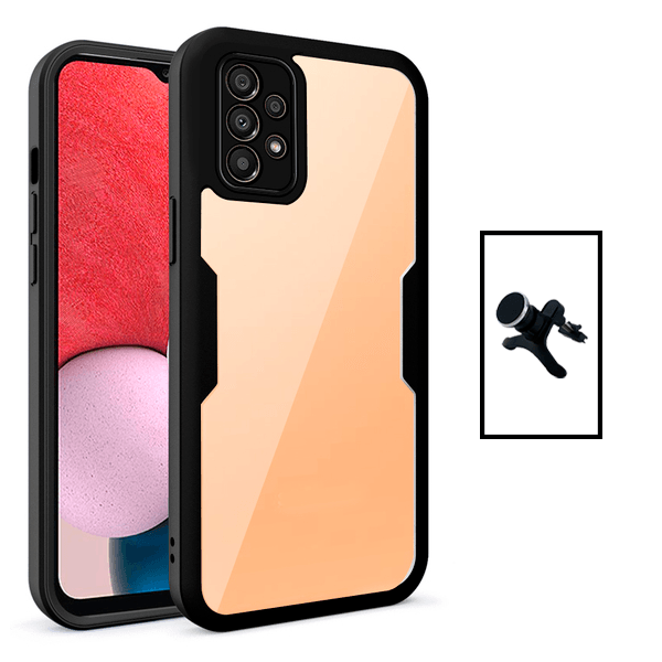 Kit Capa 360° Proteção Frente e Verso + Suporte Magnético Com Pernas para Samsung Galaxy A23 - Preto