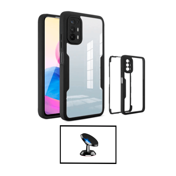 Kit Capa 360° Proteção Frente e Verso + Suporte Magnético Com Pernas para Oppo A94 5G - Lilás