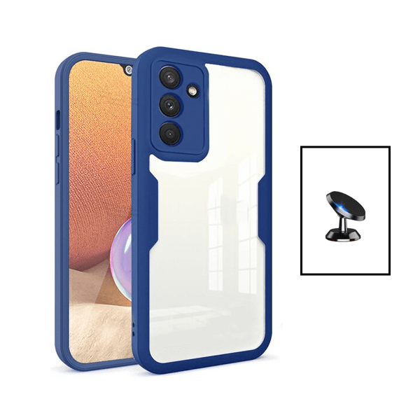 Kit Capa 360° Proteção Frente e Verso + Suporte Magnético para Samsung Galaxy A04s - Azul Escuro